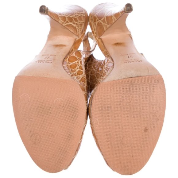 Vintage Prada Embossed Leather Slingback Sandals - Picture 5 of 5